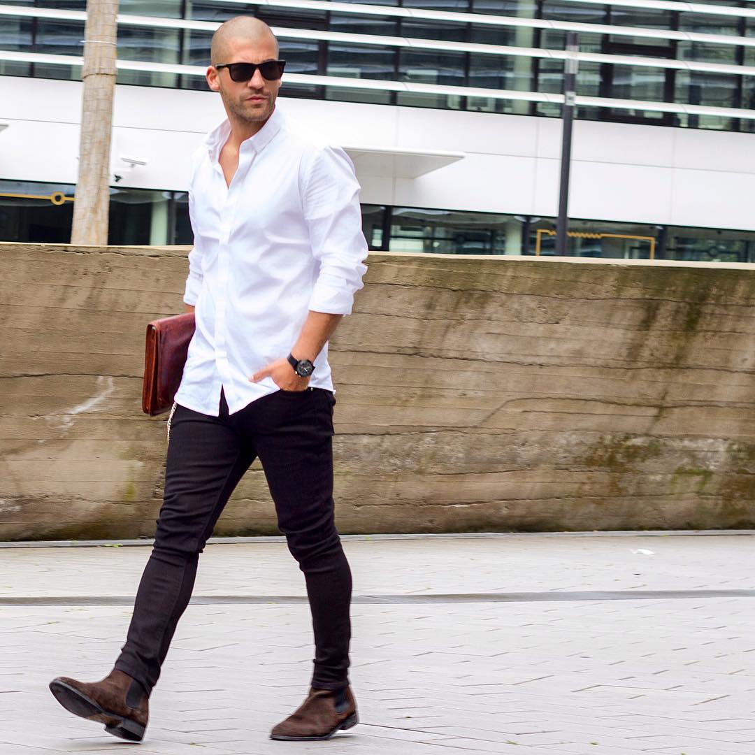 White dress shirt mens outfit