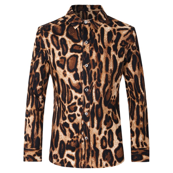 Mens leopard print dress shirt