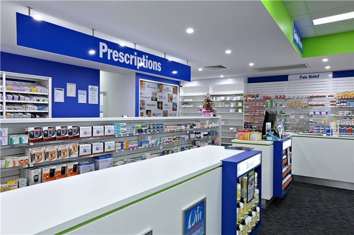 Pharmacy interior small modern retail store layout shop artigo genovesi